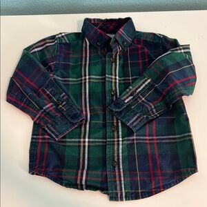 Gymboree Green and Red Button Down Shirts Classic Plaid